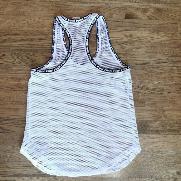 𝅺Pink Victoria's Secret Tank Retro White Mesh Medium - Picture 2 of 5